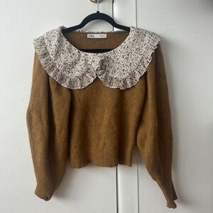 Zara peter pan collar cottage core sweater
